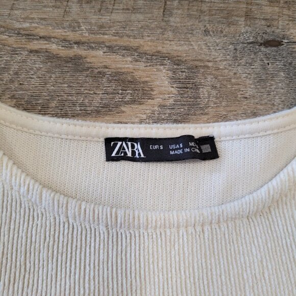 ZARA | Balloon Sleeve Textured Top | Sz. S - Picture 6 of 8